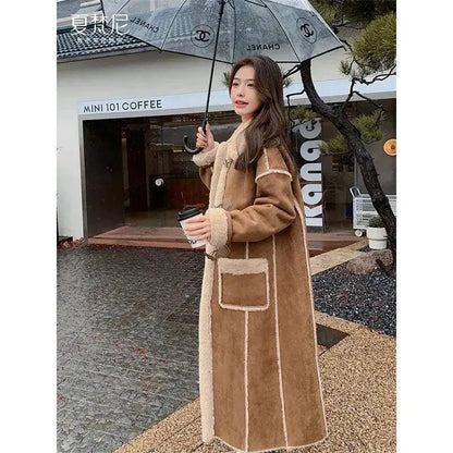 Fashionable  Simple Commuting Slimming Slimming Medium Length Lamb Fur Coat Fur Fur Integrated Women Plush 2025 New Autumn Winte SS69