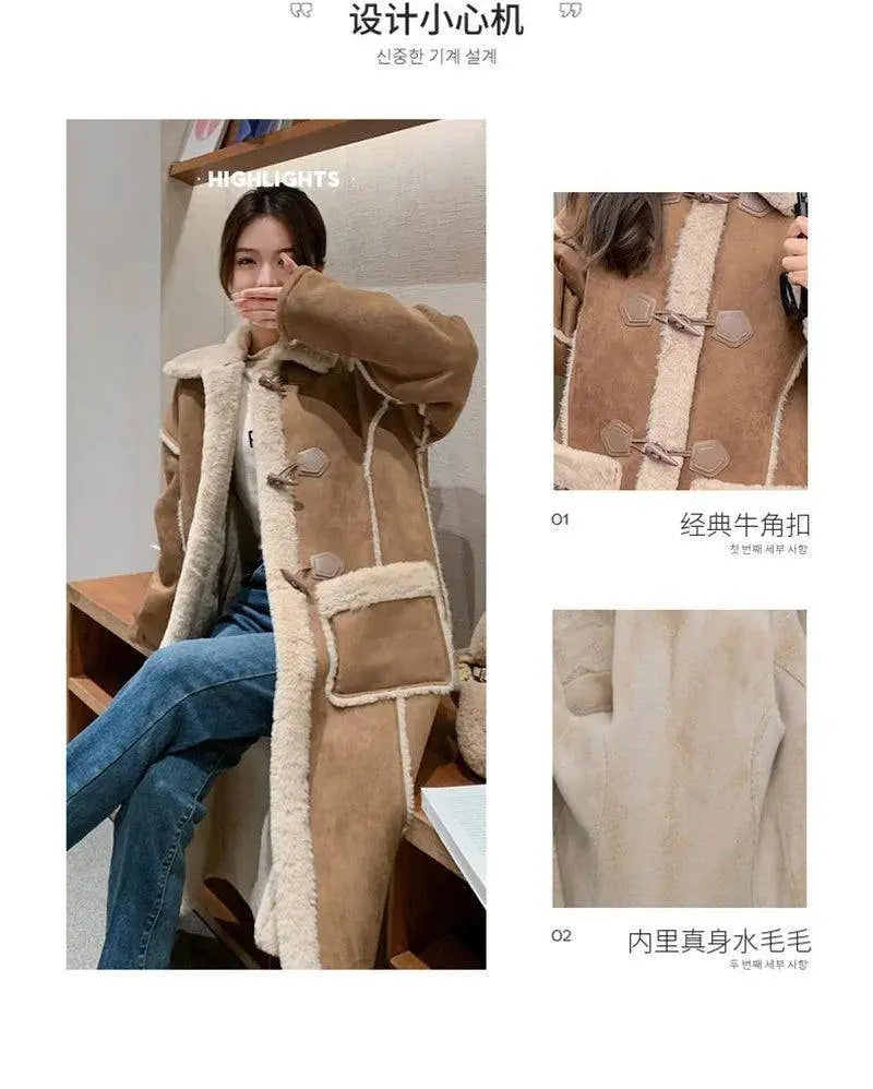 Fashionable  Simple Commuting Slimming Slimming Medium Length Lamb Fur Coat Fur Fur Integrated Women Plush 2025 New Autumn Winte SS69