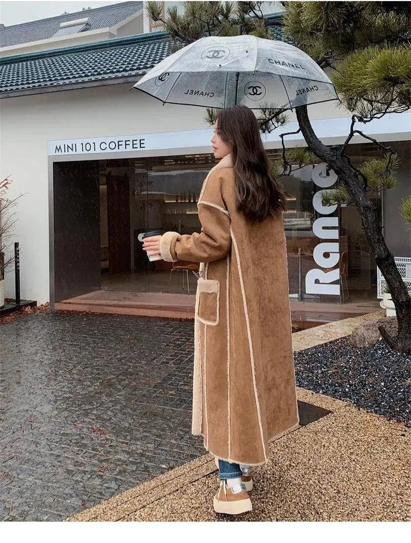 Fashionable  Simple Commuting Slimming Slimming Medium Length Lamb Fur Coat Fur Fur Integrated Women Plush 2025 New Autumn Winte SS69