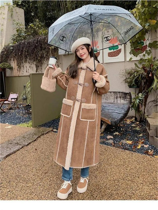 Fashionable  Simple Commuting Slimming Slimming Medium Length Lamb Fur Coat Fur Fur Integrated Women Plush 2025 New Autumn Winte SS69