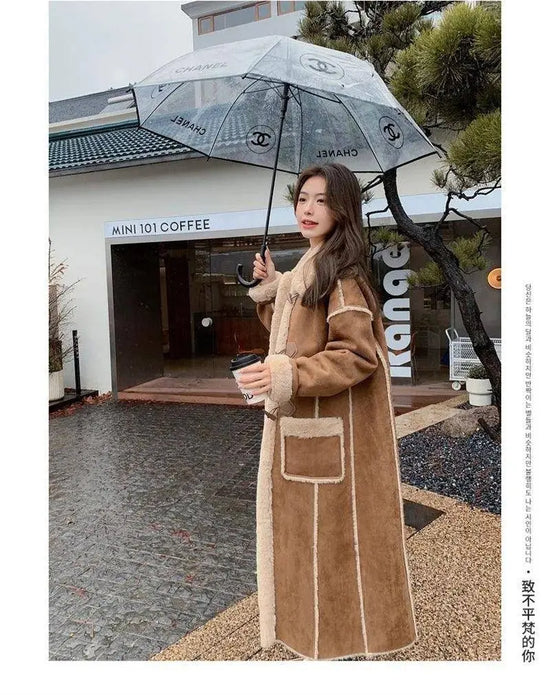 Fashionable  Simple Commuting Slimming Slimming Medium Length Lamb Fur Coat Fur Fur Integrated Women Plush 2025 New Autumn Winte SS69