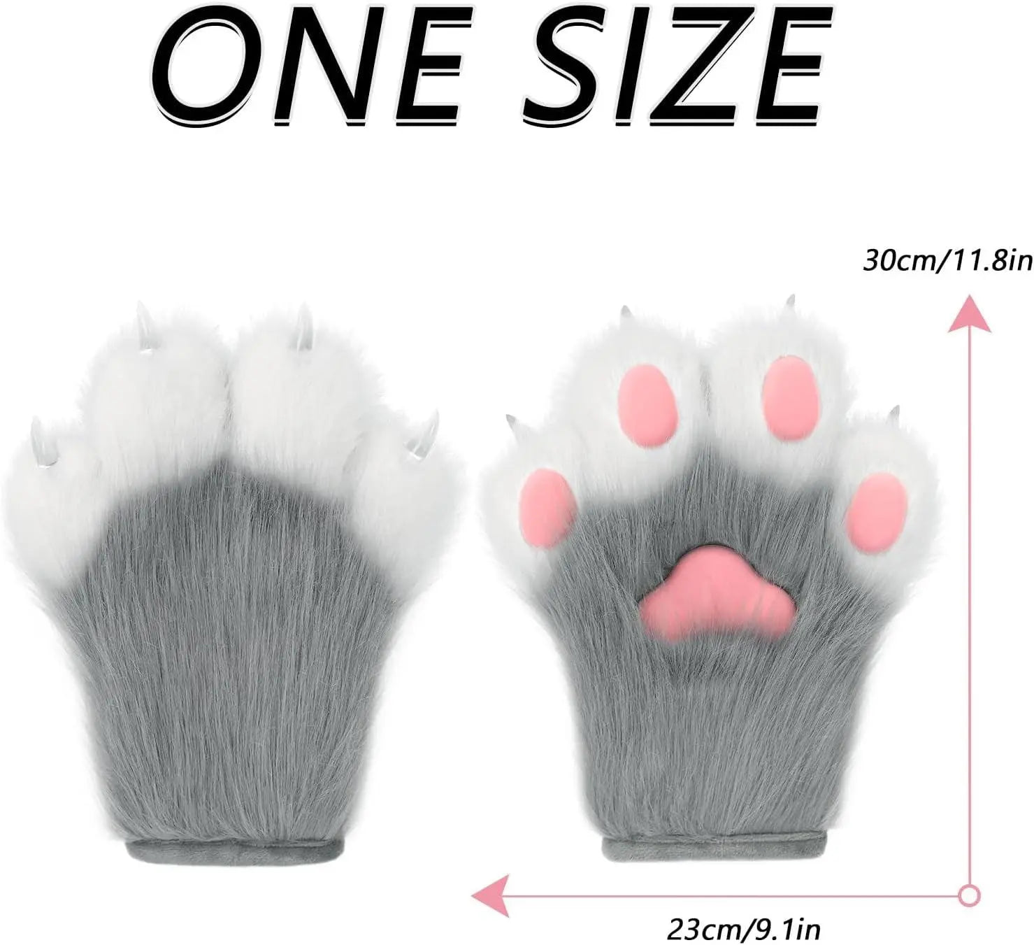 Faux Fur Fox Paw Gloves - Fluffy - SS69