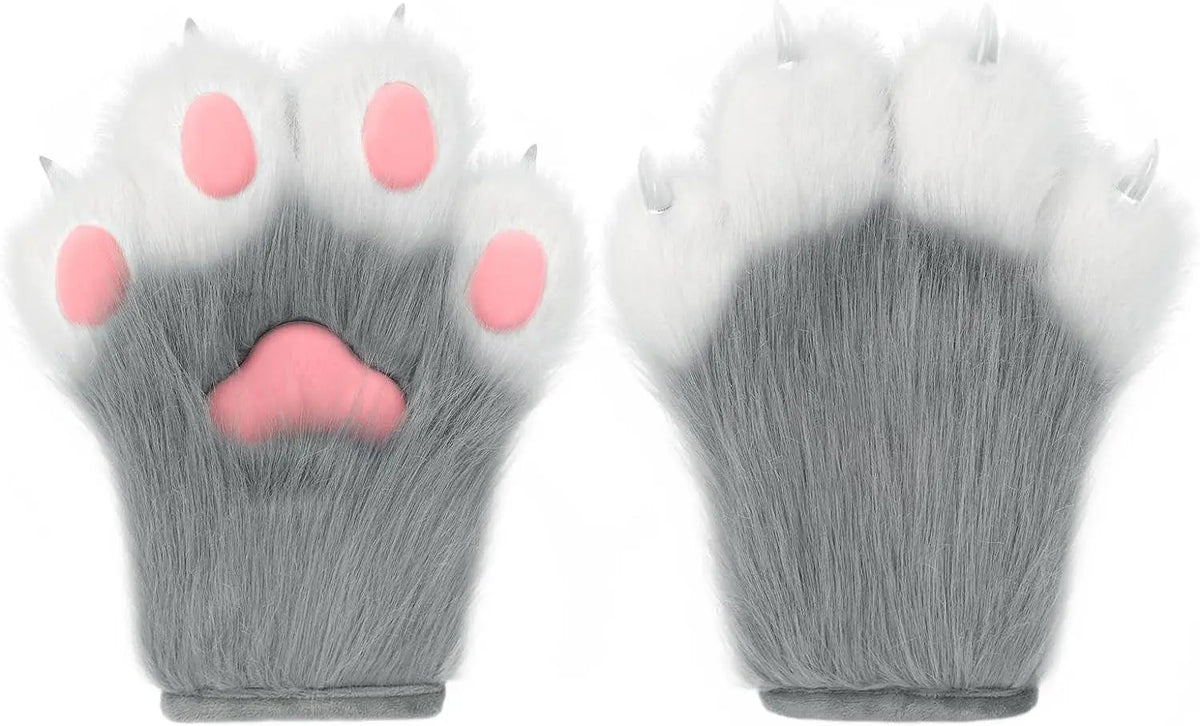 Faux Fur Fox Paw Gloves - Fluffy - SS69