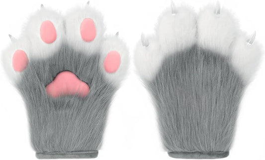 Faux Fur Fox Paw Gloves - Fluffy - SS69