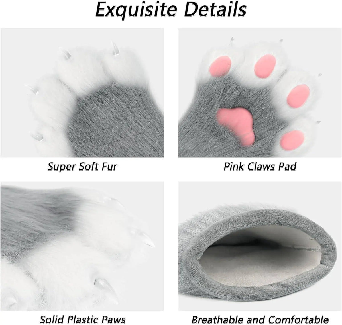 Faux Fur Fox Paw Gloves - Fluffy - SS69