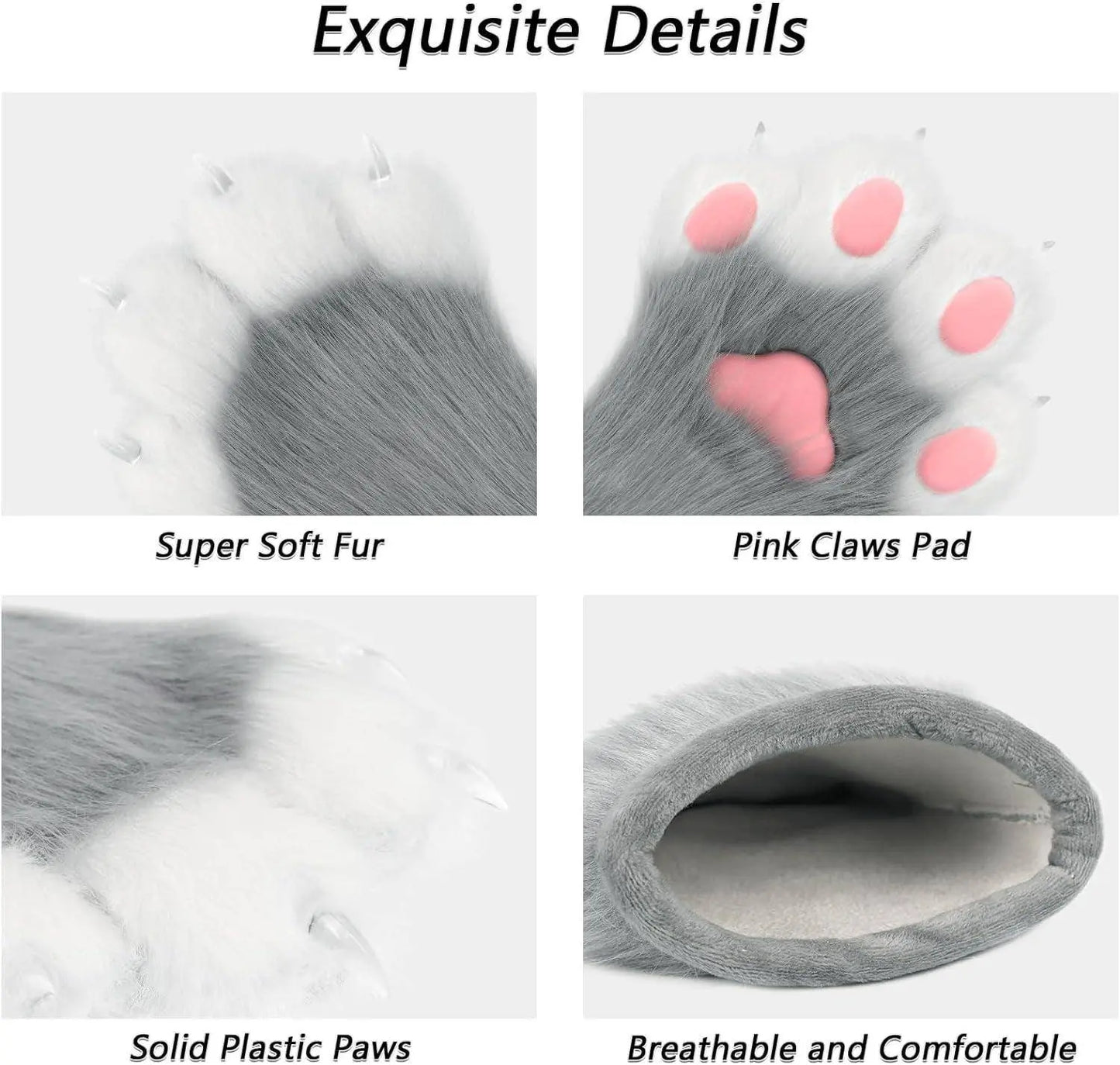 Faux Fur Fox Paw Gloves - Fluffy - SS69