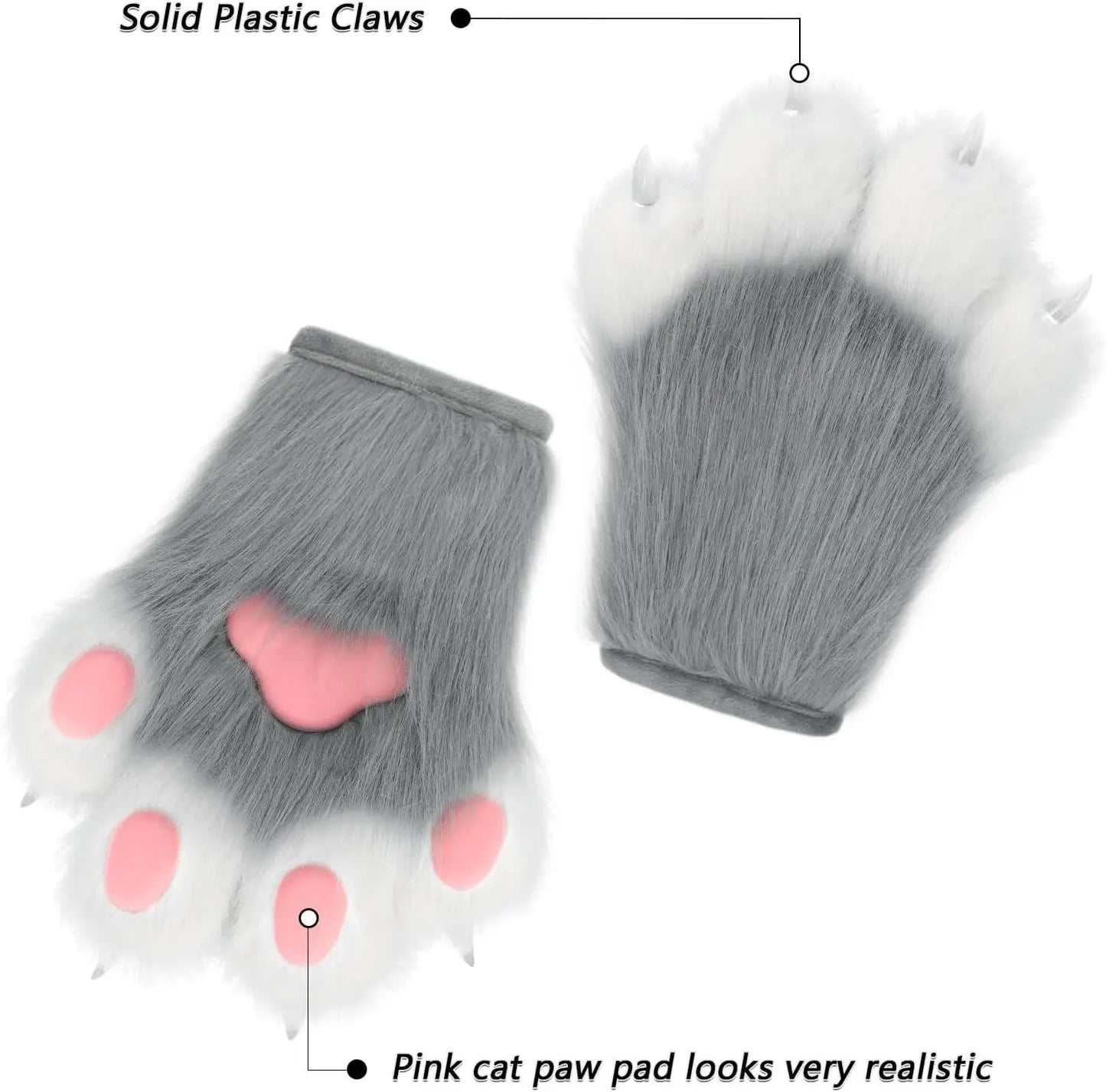 Faux Fur Fox Paw Gloves - Fluffy - SS69