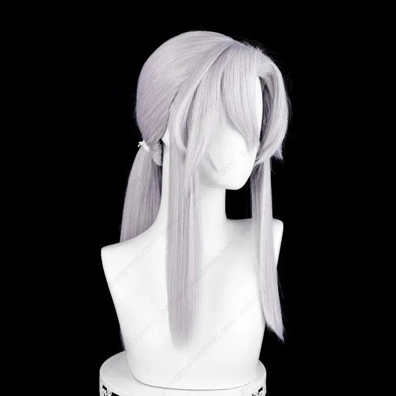 Ferid Bathory Cosplay Wig 75cm Long Silver White Wigs Heat Resistant Synthetic Hair Halloween Party SS69