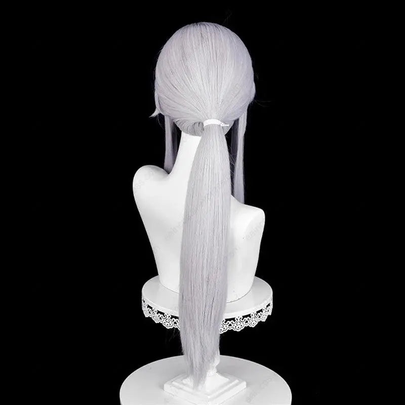Ferid Bathory Cosplay Wig 75cm Long Silver White Wigs Heat Resistant Synthetic Hair Halloween Party SS69