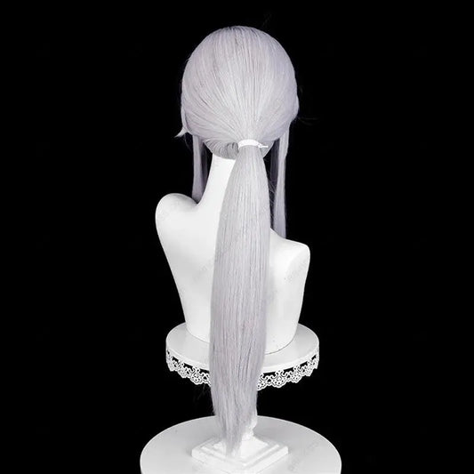 Ferid Bathory Cosplay Wig 75cm Long Silver White Wigs Heat Resistant Synthetic Hair Halloween Party SS69