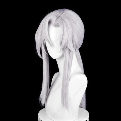 Ferid Bathory Cosplay Wig 75cm Long Silver White Wigs Heat Resistant Synthetic Hair Halloween Party SS69