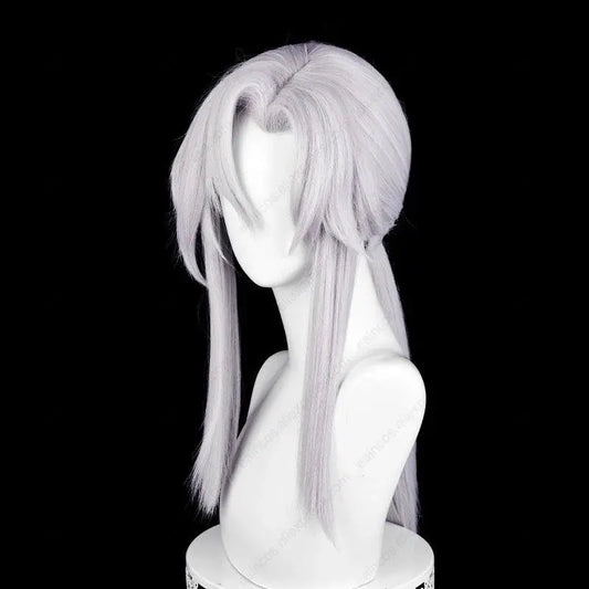 Ferid Bathory Cosplay Wig 75cm Long Silver White Wigs Heat Resistant Synthetic Hair Halloween Party SS69