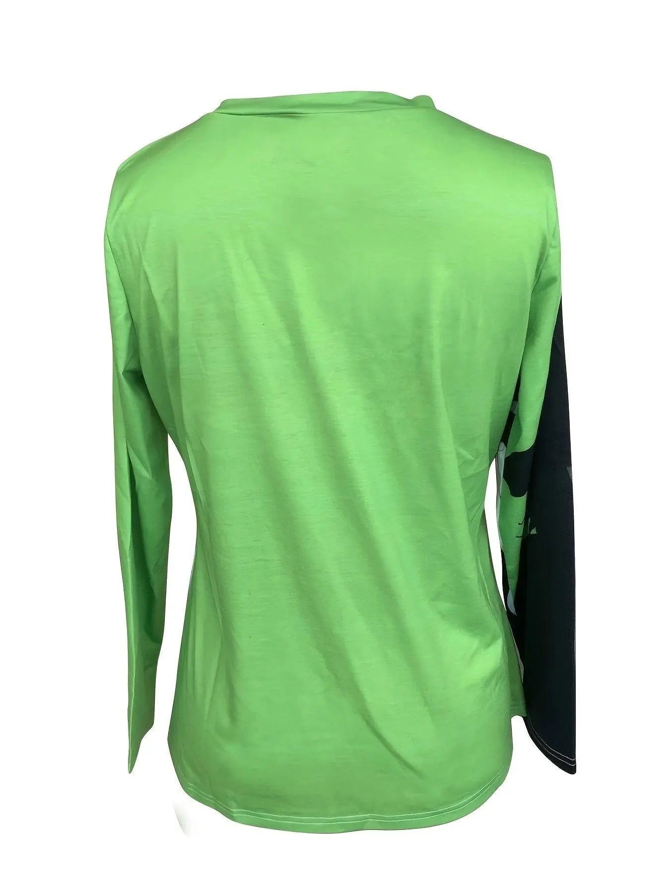 Figure Print Crew Neck T-Shirt, Casual Long Sleeve Top for Spring & Fall, Women's Clothing SS69