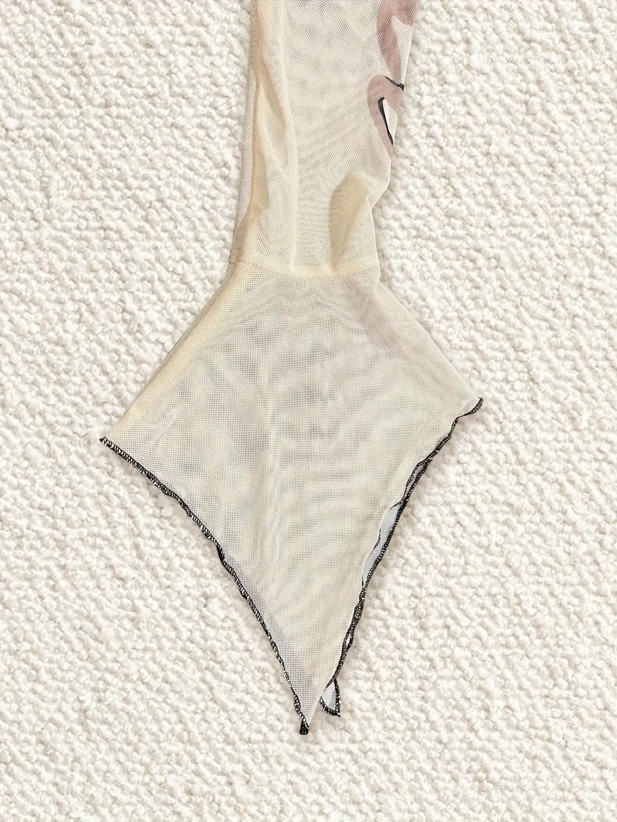 Figure Print Ruffle Trim Asymmetric T-shirt, Y2K Sheer Mesh Long Sleeve Top, Women's Clothing SS69