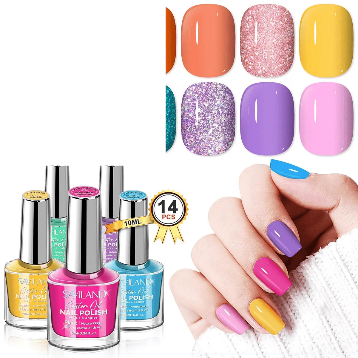Finger Nail Polish Set for Beginner: 12 Neon Colors Air Quick Dry - SS69