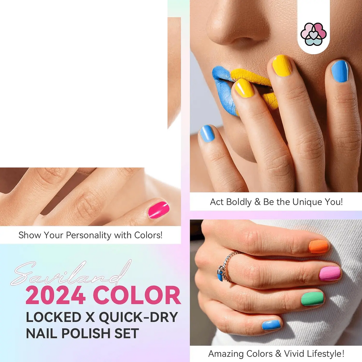 Finger Nail Polish Set for Beginner: 12 Neon Colors Air Quick Dry - SS69