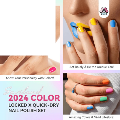 Finger Nail Polish Set for Beginner: 12 Neon Colors Air Quick Dry - SS69