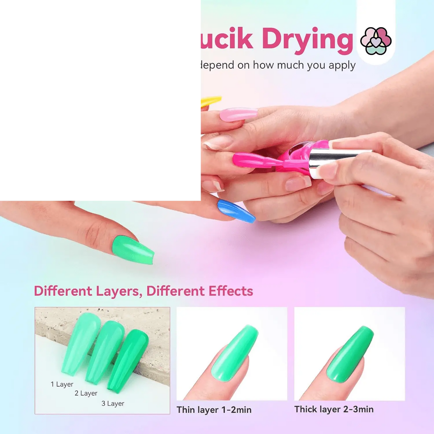 Finger Nail Polish Set for Beginner: 12 Neon Colors Air Quick Dry - SS69
