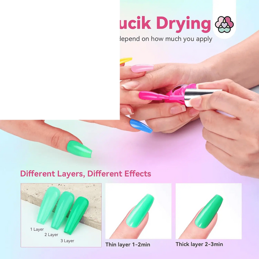 Finger Nail Polish Set for Beginner: 12 Neon Colors Air Quick Dry - SS69