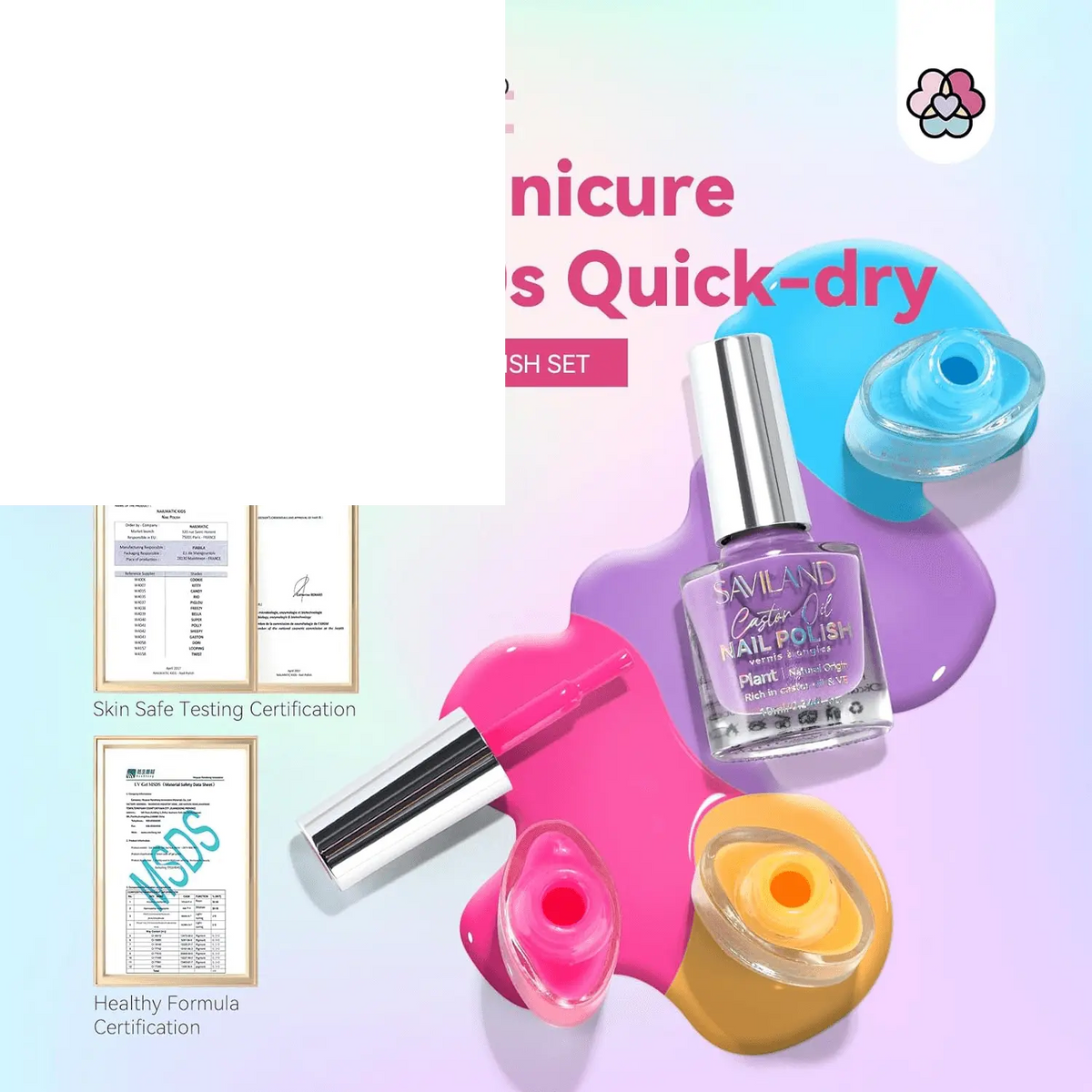 Finger Nail Polish Set for Beginner: 12 Neon Colors Air Quick Dry - SS69