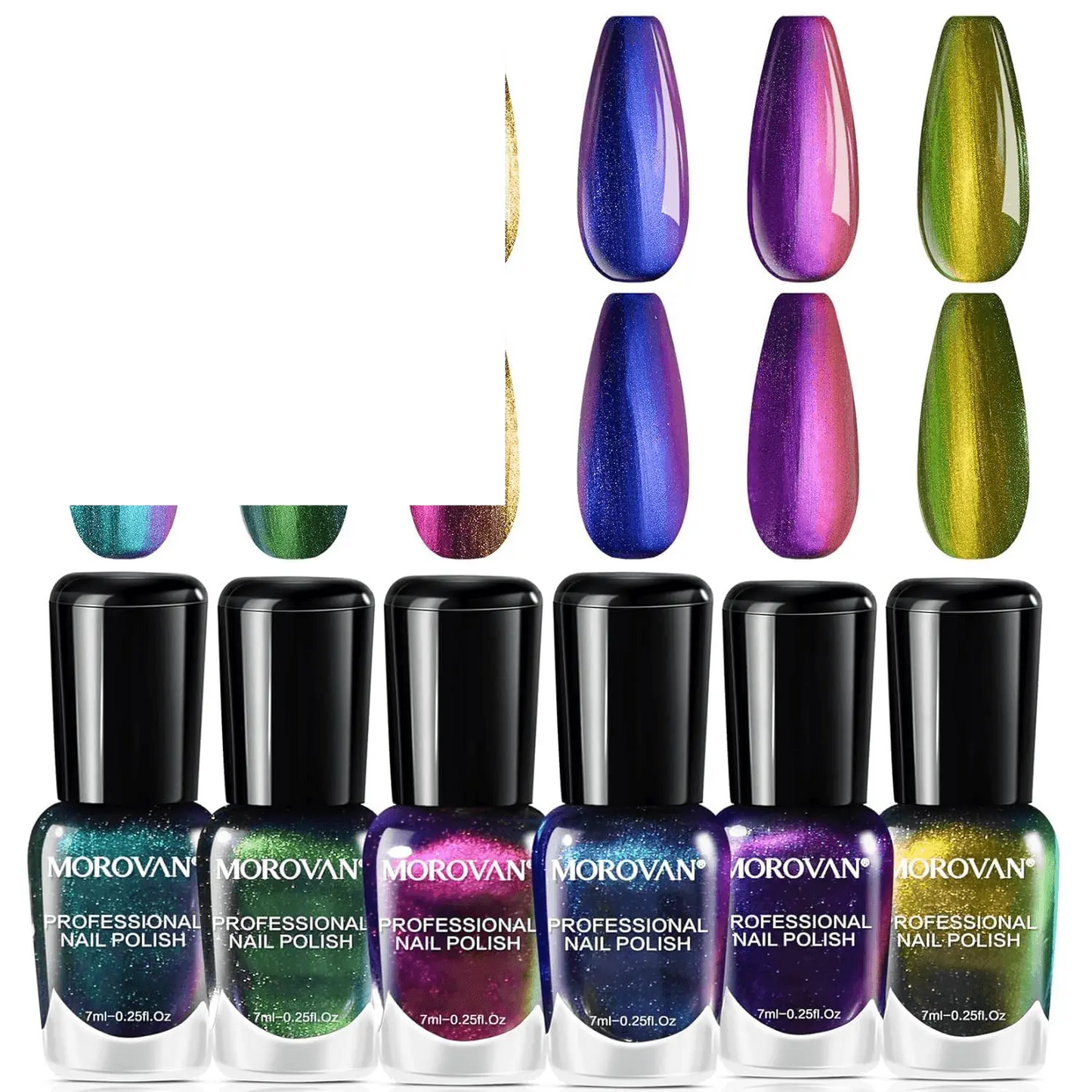 Fingernail Nail Polish Set: Holographic Metallic Lacquer Air Dry - SS69