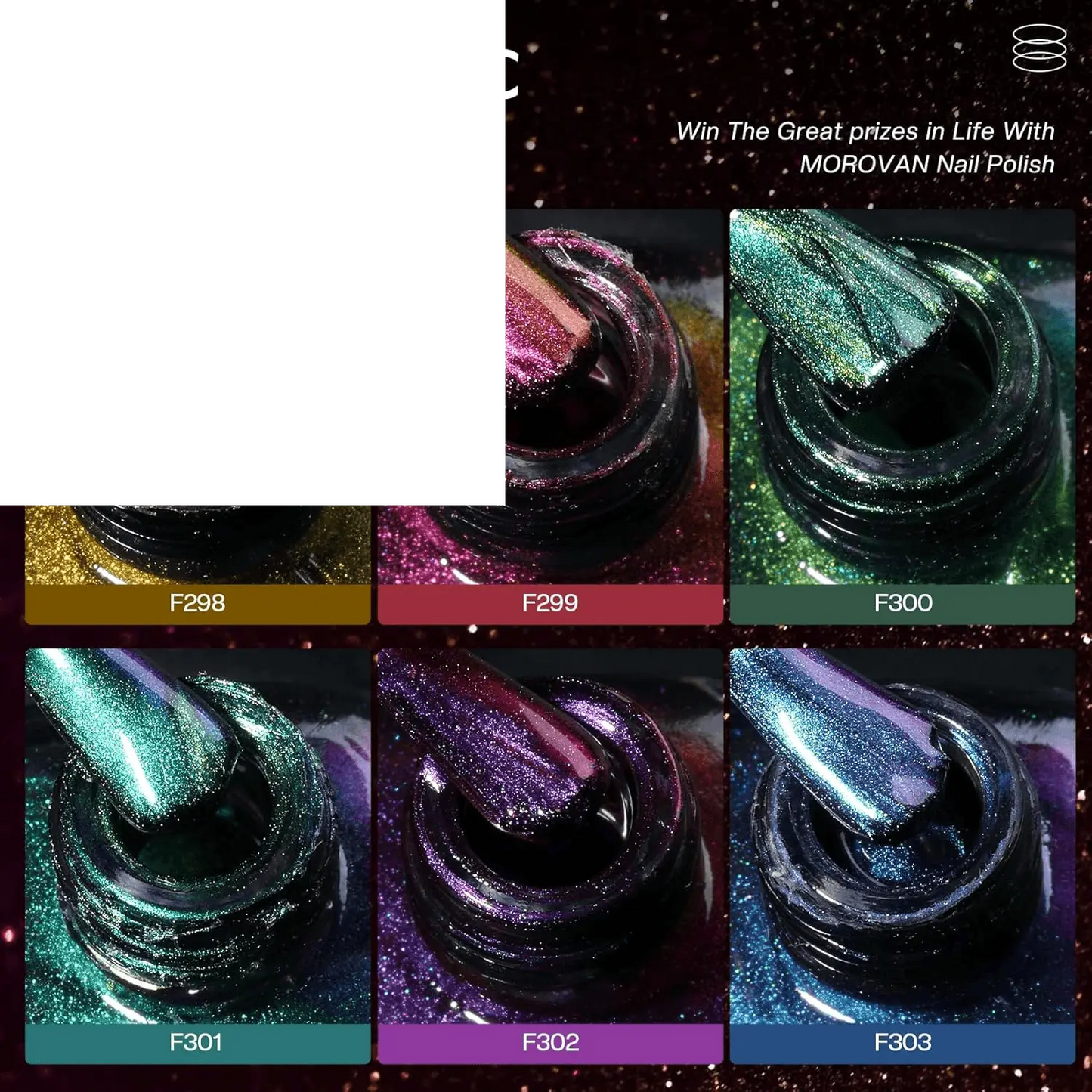 Fingernail Nail Polish Set: Holographic Metallic Lacquer Air Dry - SS69