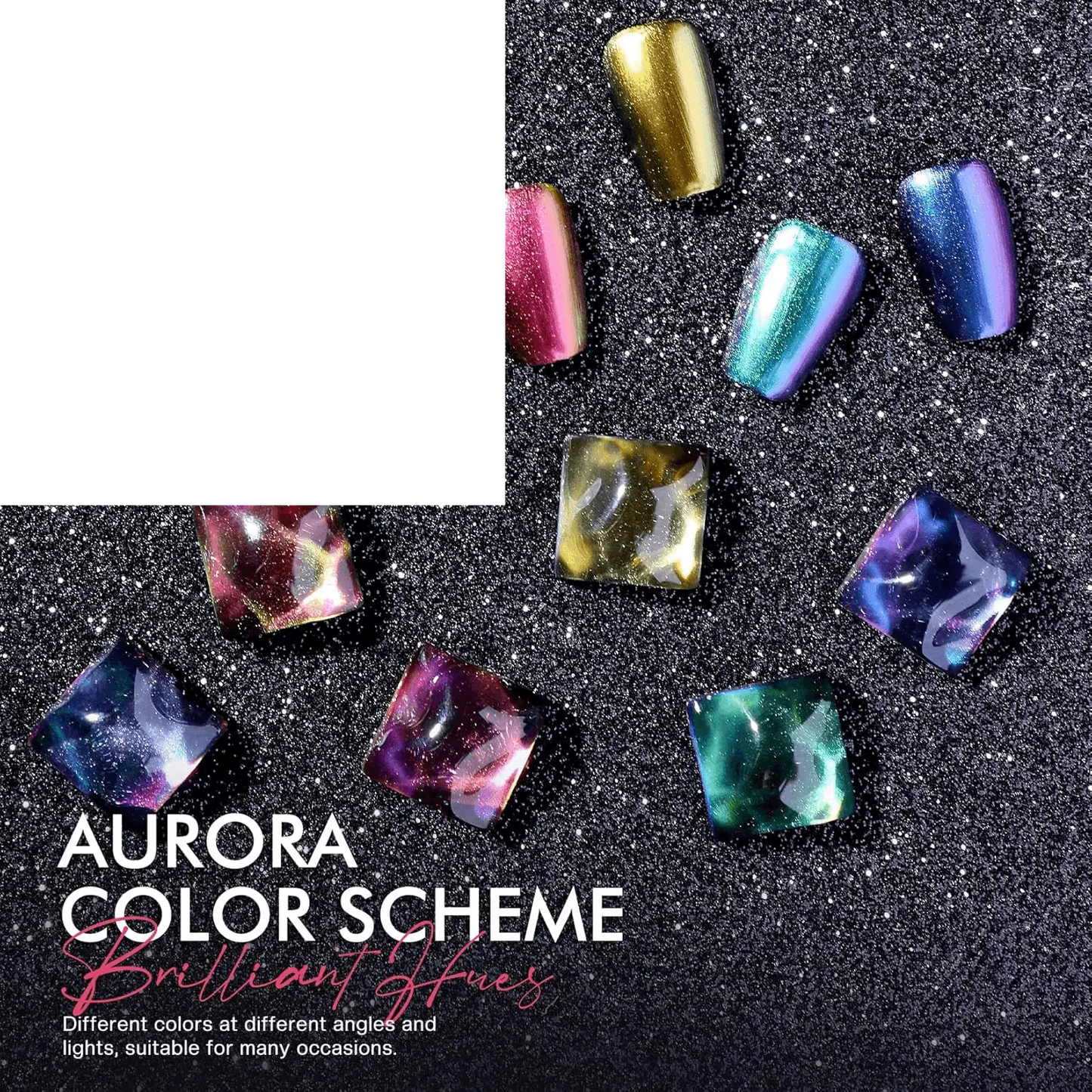 Fingernail Nail Polish Set: Holographic Metallic Lacquer Air Dry - SS69