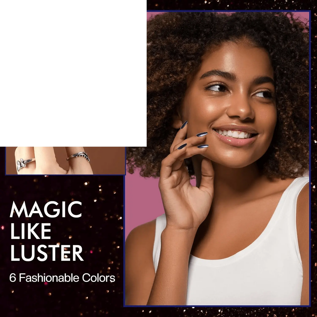 Fingernail Nail Polish Set: Holographic Metallic Lacquer Air Dry - SS69