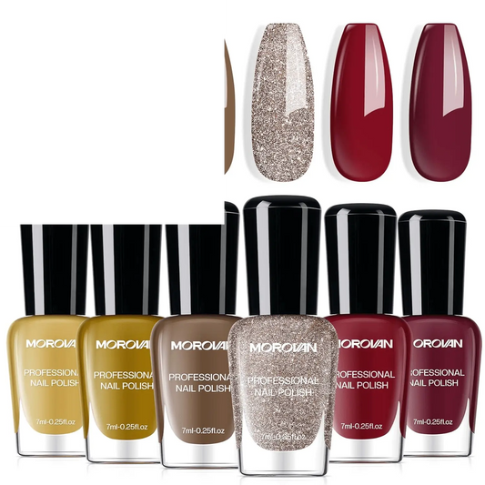 Fingernail Nail Polish Set: Holographic Metallic Lacquer Air Dry - SS69