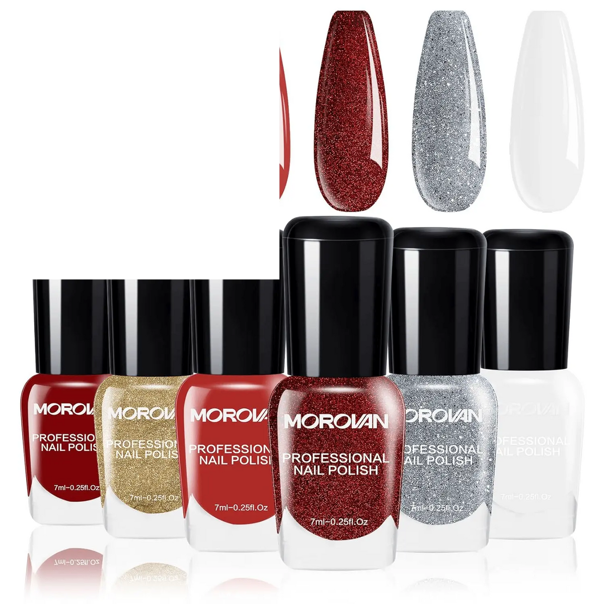 Fingernail Nail Polish Set: Holographic Metallic Lacquer Air Dry - SS69
