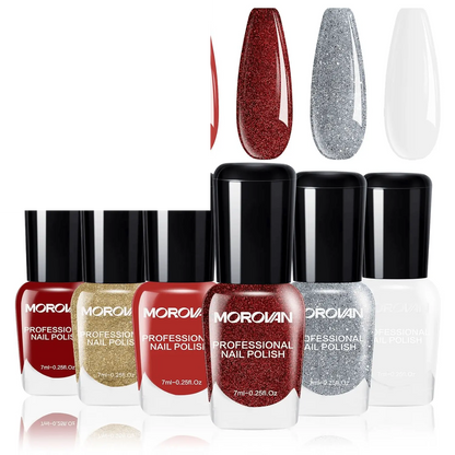 Fingernail Nail Polish Set: Holographic Metallic Lacquer Air Dry - SS69
