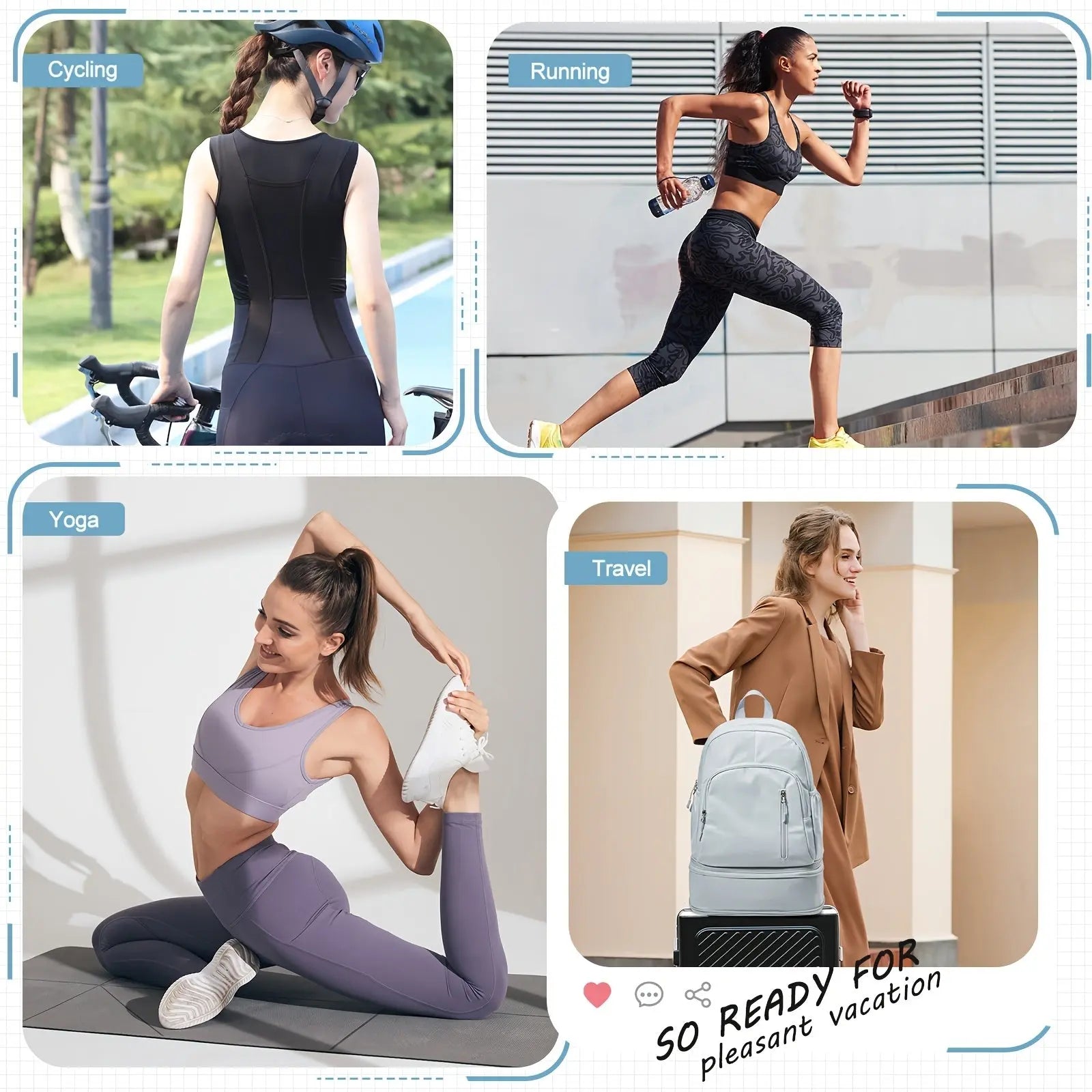 Flska Women's Lightweight Nylon Backpack - Sleek White with Adjustable Straps, Wet/Dry Compartment, Front Zip Pocket for Gym, Travel, Hiking & Swimming SS69