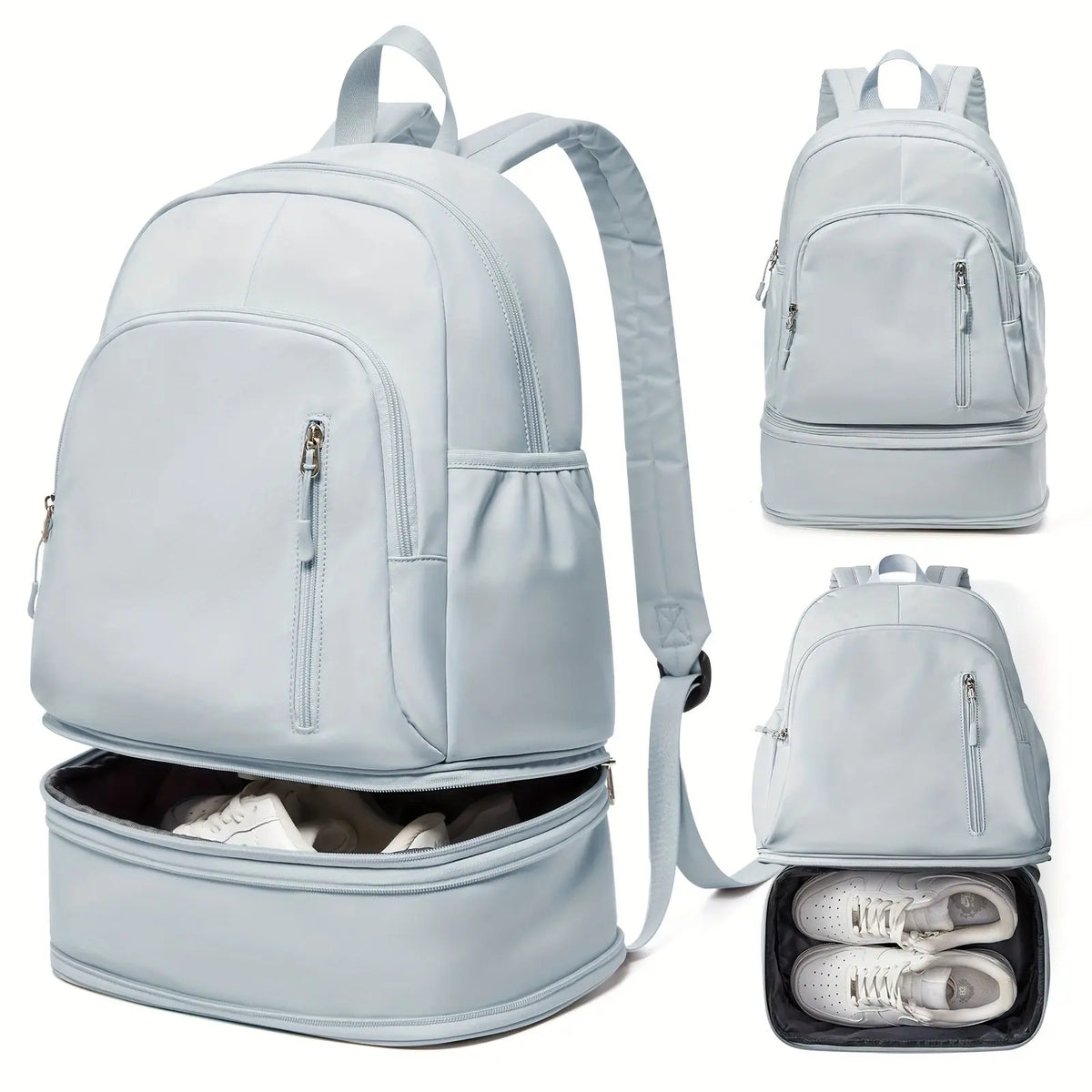 Flska Women's Lightweight Nylon Backpack - Sleek White with Adjustable Straps, Wet/Dry Compartment, Front Zip Pocket for Gym, Travel, Hiking & Swimming SS69 36.69 Light Blue