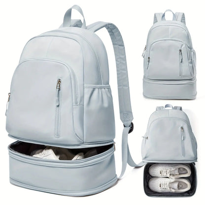 Flska Women's Lightweight Nylon Backpack - Sleek White with Adjustable Straps, Wet/Dry Compartment, Front Zip Pocket for Gym, Travel, Hiking & Swimming SS69 36.69 Light Blue