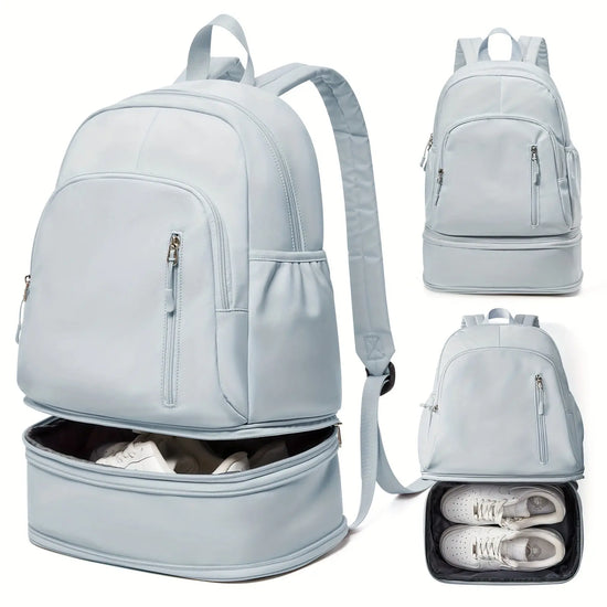 Flska Women's Lightweight Nylon Backpack - Sleek White with Adjustable Straps, Wet/Dry Compartment, Front Zip Pocket for Gym, Travel, Hiking & Swimming SS69 36.69 Light Blue