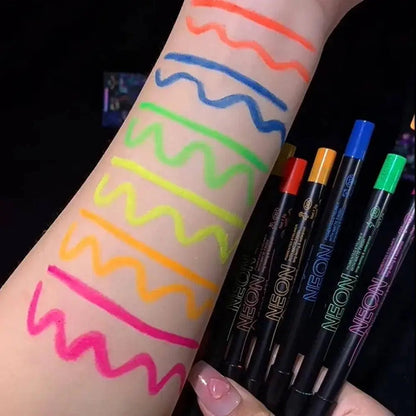 Fluorescence Blue Eyeliner Gel Waterproof Luminous UV Light Neon Eyeliner Pen Yellow White Longlasting Eye Shadow Cream Makeups SS69