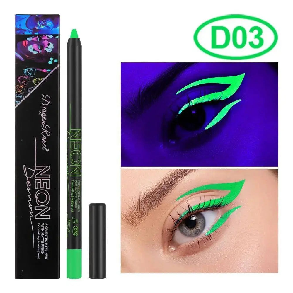 Fluorescence Blue Eyeliner Gel Waterproof Luminous UV Light Neon Eyeliner Pen Yellow White Longlasting Eye Shadow Cream Makeups SS69