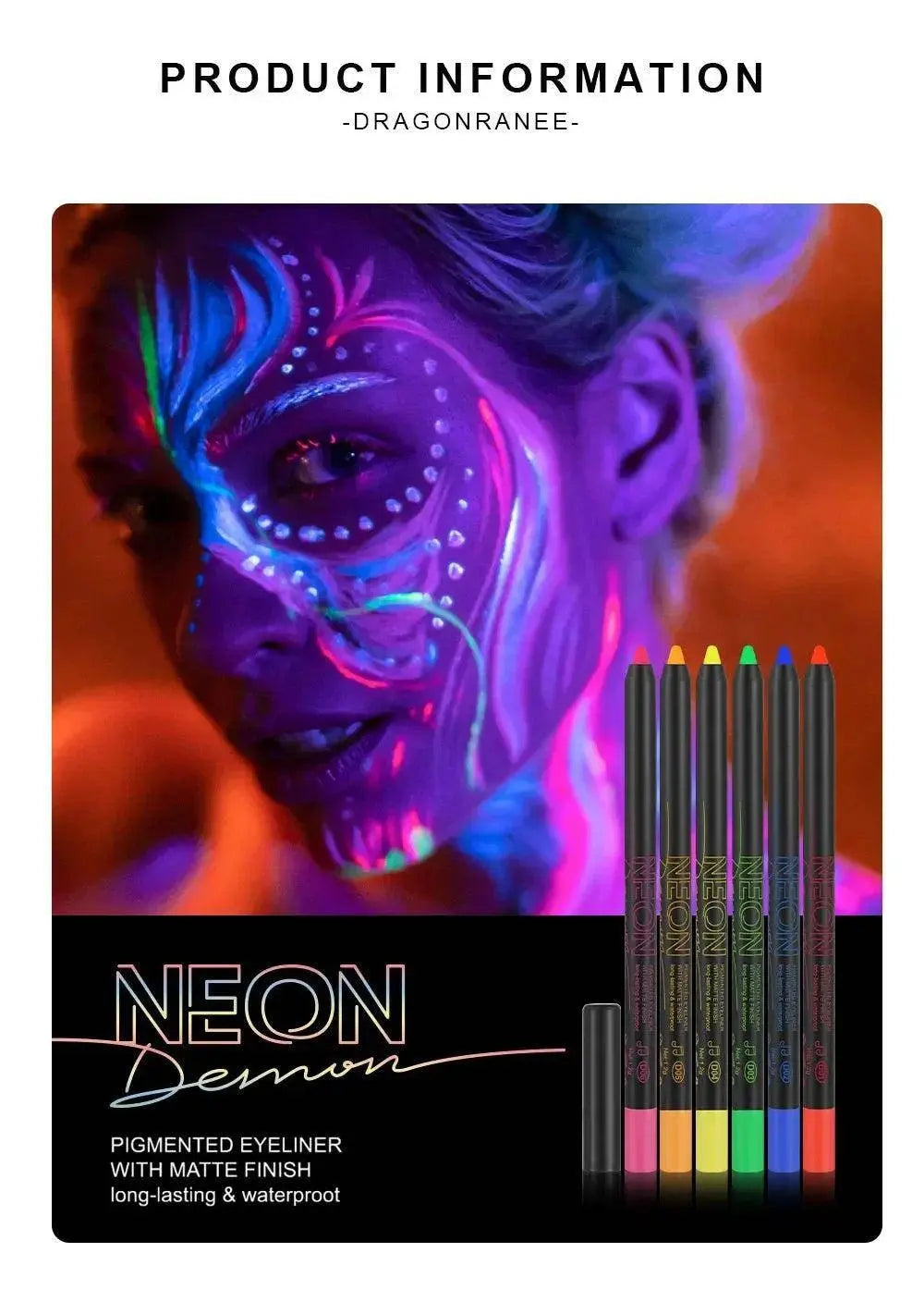 Fluorescence Blue Eyeliner Gel Waterproof Luminous UV Light Neon Eyeliner Pen Yellow White Longlasting Eye Shadow Cream Makeups SS69