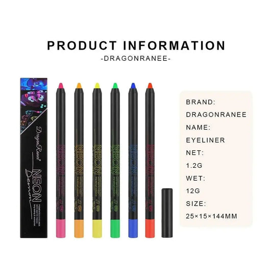 Fluorescence Blue Eyeliner Gel Waterproof Luminous UV Light Neon Eyeliner Pen Yellow White Longlasting Eye Shadow Cream Makeups SS69