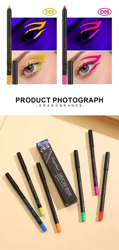 Fluorescence Blue Eyeliner Gel Waterproof Luminous UV Light Neon Eyeliner Pen Yellow White Longlasting Eye Shadow Cream Makeups SS69
