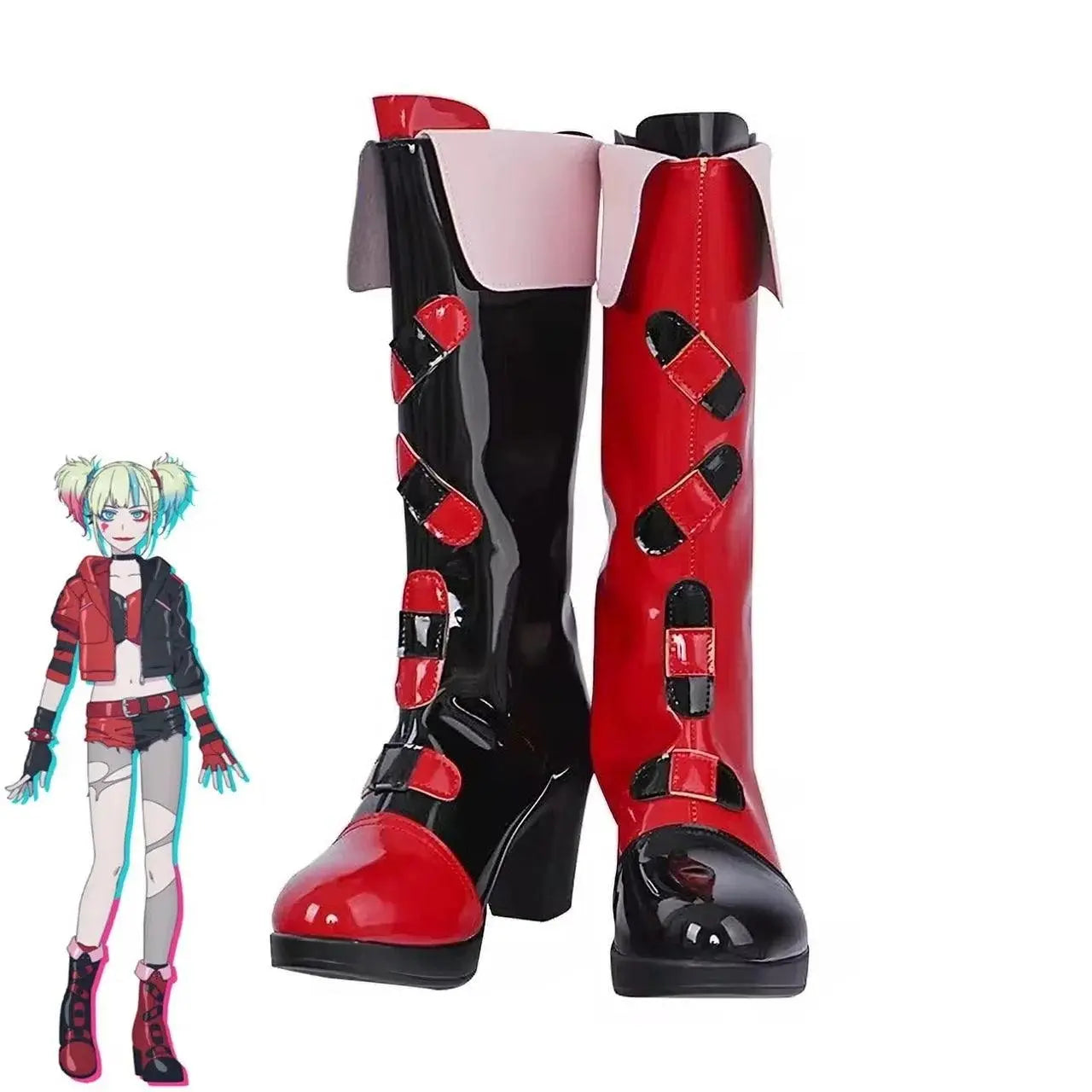 For Harley Quinn Cosplay Shoes Anime Chinese Style Halloween for Women Game Role playing props - SS69