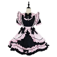 French Cute Black and Pink Lolita Dress Maid Outfit | Sweet Girly - SS69