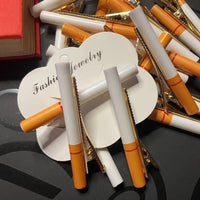 Funny Cigarette-Shaped Hair Clip - Vintage Style Resin Barrette for Women, Quirky Side Accessory SS69