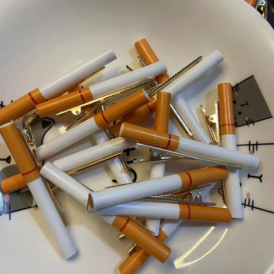 Funny Cigarette-Shaped Hair Clip - Vintage Style Resin Barrette for Women, Quirky Side Accessory SS69