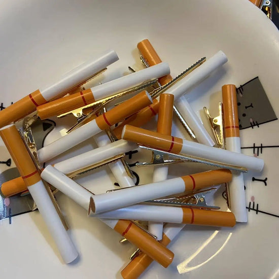 Funny Cigarette-Shaped Hair Clip - Vintage Style Resin Barrette for Women, Quirky Side Accessory SS69