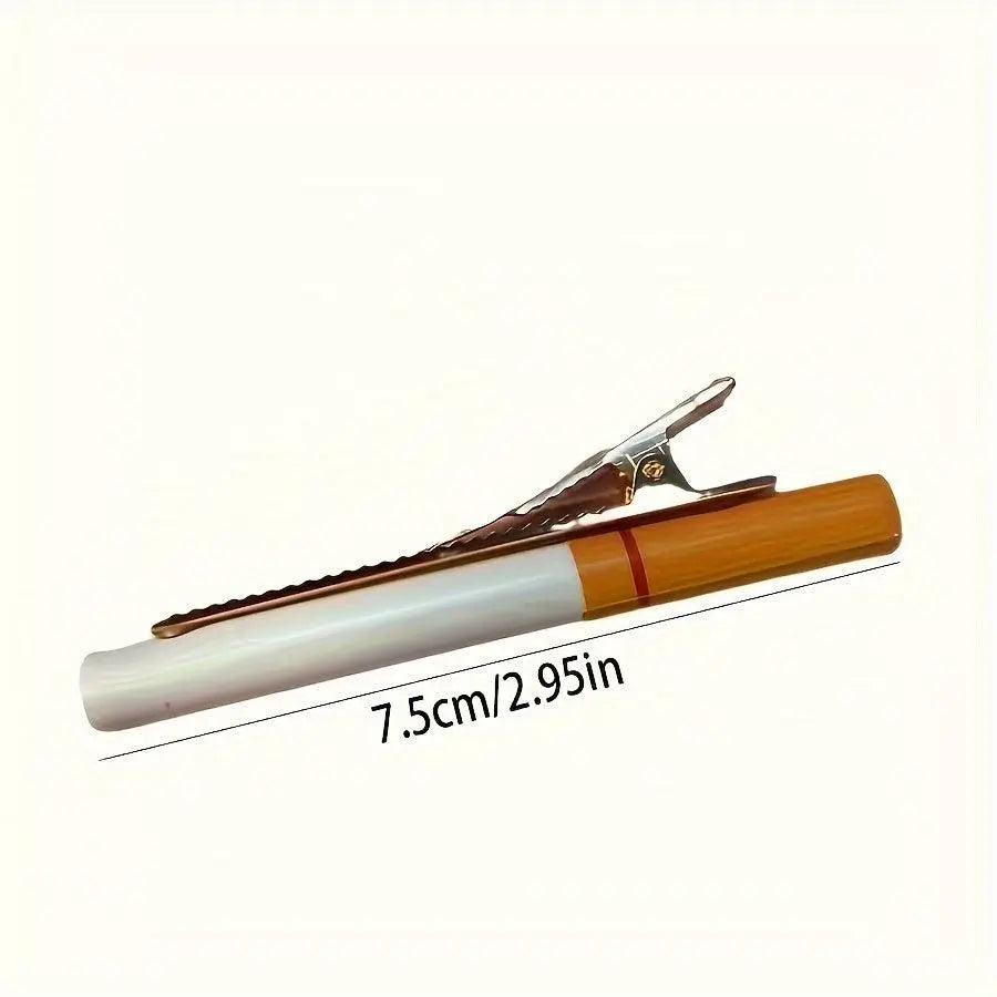 Funny Cigarette-Shaped Hair Clip - Vintage Style Resin Barrette for Women, Quirky Side Accessory SS69