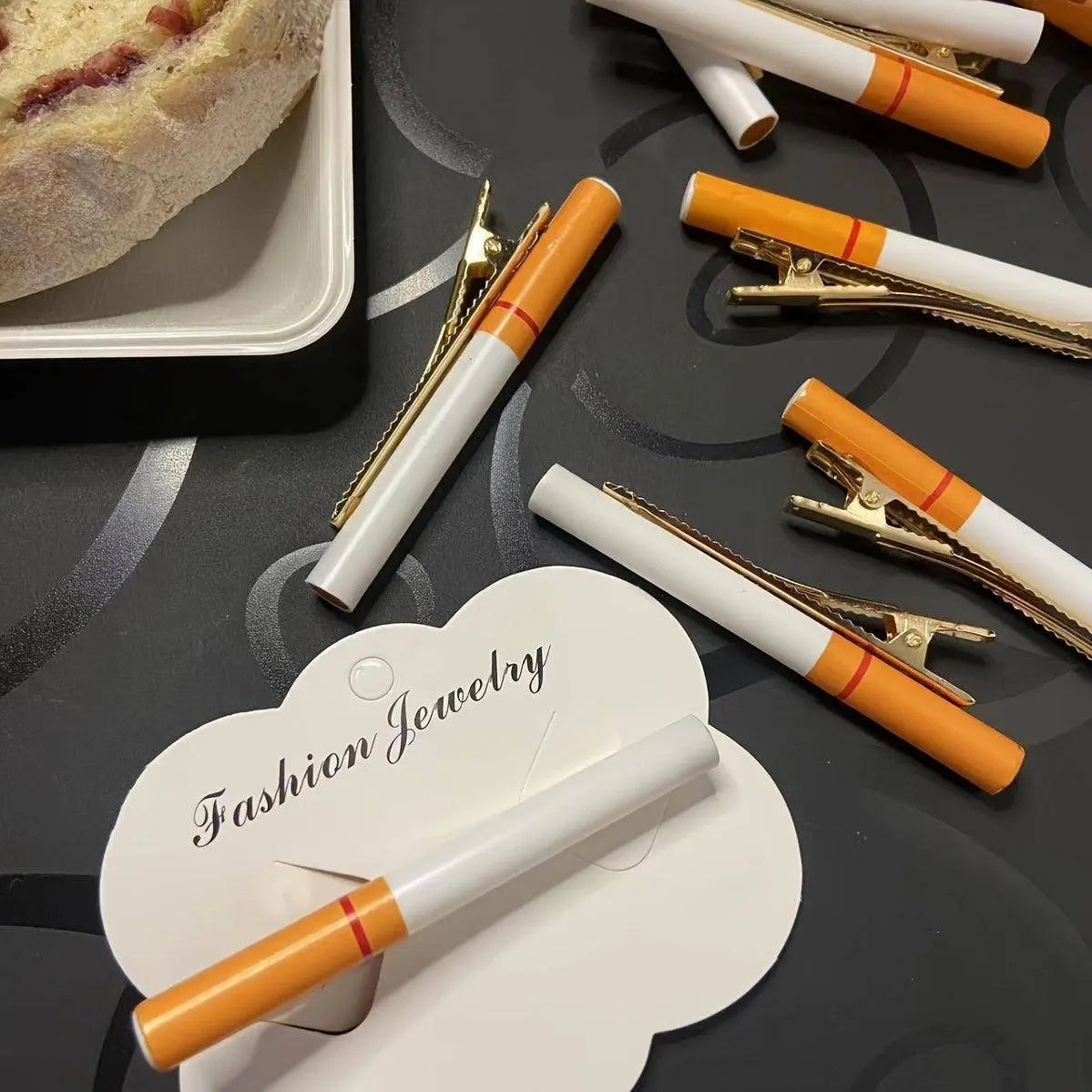 Funny Cigarette-Shaped Hair Clip - Vintage Style Resin Barrette for Women, Quirky Side Accessory SS69
