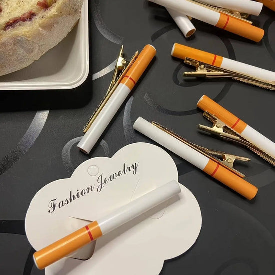 Funny Cigarette-Shaped Hair Clip - Vintage Style Resin Barrette for Women, Quirky Side Accessory SS69