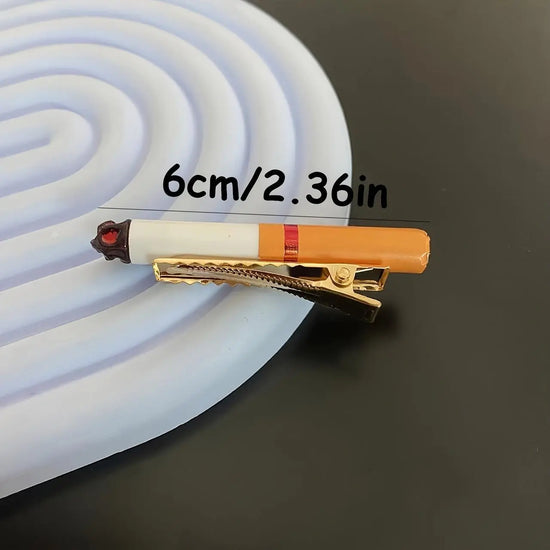 Funny Cigarette-Shaped Hair Clip - Vintage Style Resin Barrette for Women, Quirky Side Accessory SS69