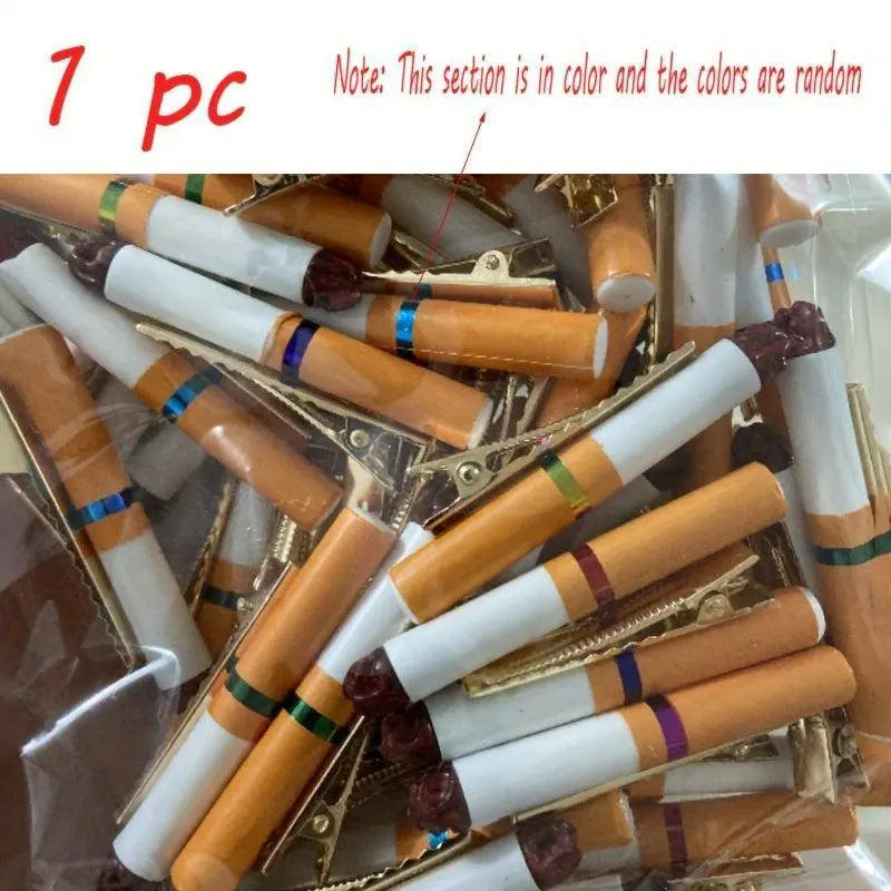 Funny Cigarette-Shaped Hair Clip - Vintage Style Resin Barrette for Women, Quirky Side Accessory SS69